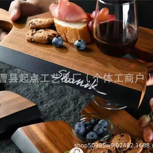 Starting Point Wooden Snack <b>Plate</b> Rectangle With Handle Handmade For Party Use - Product Image 4