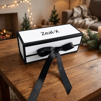 Boîte cadeau rigide avec ruban noir et blanc personnalisé, avec deux boîtes intérieures pour l'emballage de lingerie et de sous-vêtements