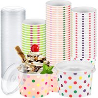 Emballage compostable avec logo personnel imprimé personnalisé gobelet jetable en papier de crème glacée de 32oz avec couvercles et cuillère