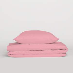 Ensemble de housse de couette 100% coton rose italien pour lit double 200x200cm - Product Image 1