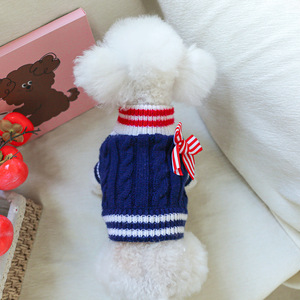 PETCIRCLE Ropa para Mascotas, Trajes para Perros y Gatos, Suéteres Azules con Lazo - Product Image 1