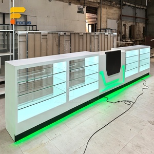 Vitrina de Exhibición de Vidrio Templado para Tienda Minorista Blanca, Iluminación LED, Mueble de Exhibición Comercial Personalizado - Product Image 1