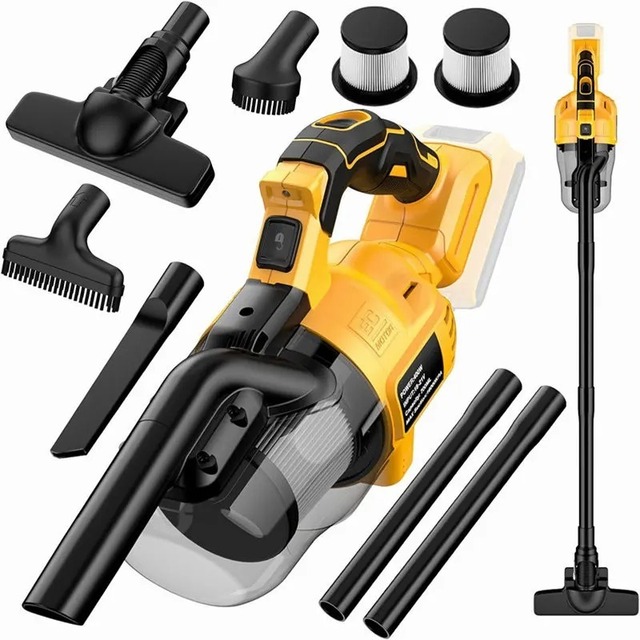 20V DW Battery Electric Cordless Handheld Vacuum Cleaner DIY Industrial Grade with 2pcs Filter for Home Car Pet Hair Removal