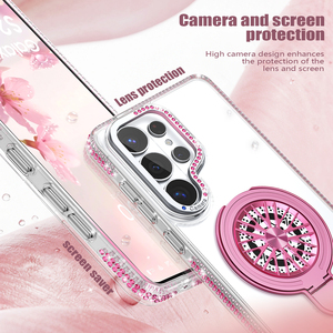 Étui de téléphone de luxe, nouveau, avec paillettes et diamants incrustés, antichoc, pour Samsung S26 Ultra S25 S24 S23 Ultra, avec support rotatif à 360 degrés - Product Image 2