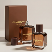 Flacon de parfum en verre de luxe personnalisé, flacons vaporisateurs de parfum transparents 30ml 50ml 100ml, flacon de parfum carré vide en verre avec bouchon doré