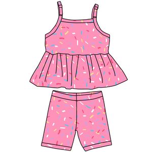 Conjunto de algodón con volantes y tirantes para bebé niña, ajustable, con estampado personalizado, de 3 a 7 días, OEM/ODM, de FANCY MONKEY FM, con pantalones cortos ajustados, orgánico. - Product Image 6