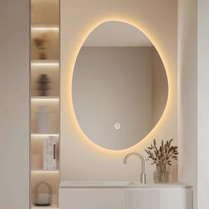 กระจกห้องน้ำอั<span class=keywords><strong>จ</strong></span>ฉริยะไฟ LED ติดผนังรูปทรงไม่สม่ำเสมอไม่ใช้กันฝ้าติดผนังสำหรับโรงแรมและใช้ในอพาร์ทเมนท์ - Product Image 4