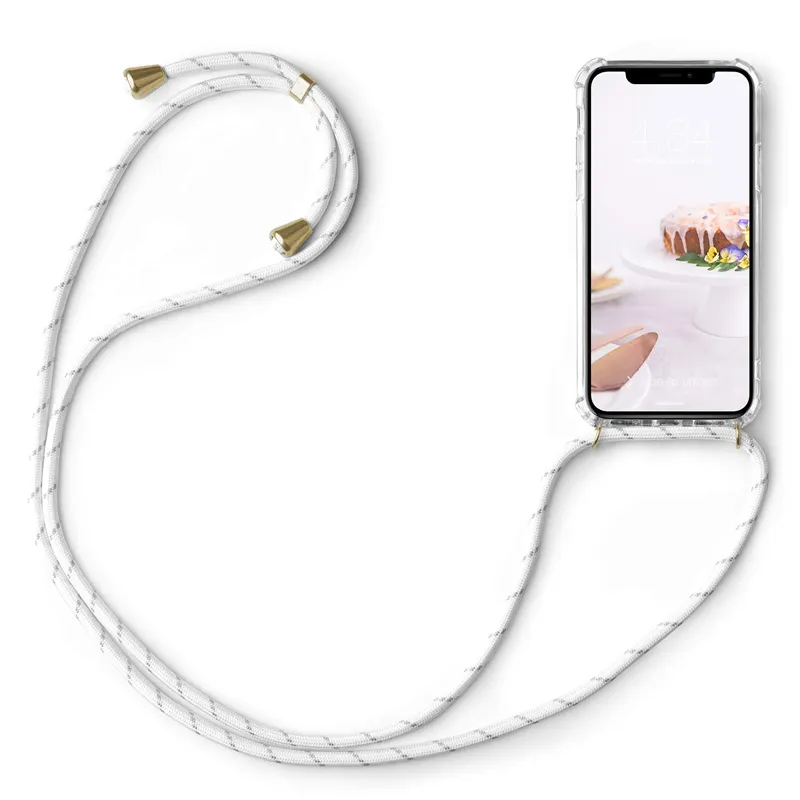 Crossbody Clear TPU case for iphone 15 Lanyard Mobile Covers Necklace Case with Cord Rope Strap cover for iphone 15 pro max