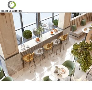 Decoración de panadería boutique, diseño de mostrador de barra de mármol de lujo personalizado, mostrador de exhibición de vidrio para panadería. - Product Image 3