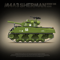 Set de Construcción de Bloques de Juguete: Tanque Mediano Sherman M4A3 de 1175 Piezas, Modelo de Vehículo Militar Panzer de Batalla