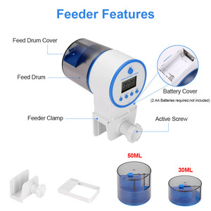 Distributeur automatique de nourriture pour aquariums, distributeur intelligent à minuterie, affichage numérique, distributeur de nourriture pour poissons rouges, design cylindrique de grande capacité - Product Image 3
