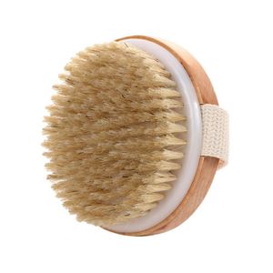 Cepillo de Masaje Corporal Redondo de Madera con Logotipo Personalizado, Cepillo de Baño Exfoliante de Cerdas Suaves - Product Image 1