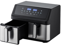 Freidora de Aire de Doble Cesta 4.5L+4.5L, Horno de 2000W con Pantalla Táctil Digital, 8 Ajustes Preestablecidos, Deshidratador, Cubierta de Acero Inoxidable, Clase A de Ahorro Energético