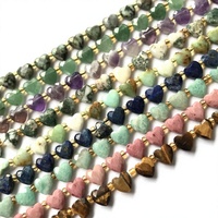 Perles en forme de cœur facettées de 8 mm, trou droit, œil de tigre naturel, amazonite, jade, cristal, perles en vrac pour la fabrication d'accessoires de bijoux
