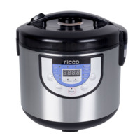 RICCO Cuiseur à riz électrique intelligent numérique 10 tasses, homologué CB, avec cuve intérieure antiadhésive en acier inoxydable, inclut une tasse à mesurer pour le riz
