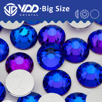 Strass en verre de haute qualité VDD, grandes tailles SS34-SS50, non thermocollants, à dos plat
