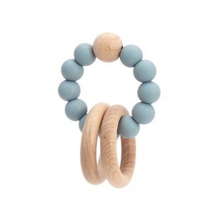 Bebé perlas de silicona dentición pulsera juguetes madera mordedor anillo - Product Image 6