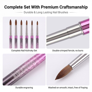 Kolinsky Acrylic Nail Brush Set Gradient Glitter Purple Handle with Protective <b>Cap</b> Customizable Sculpting Tool for Nail Artist - Product Image 5