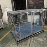 Cage pour chien en acier inoxydable résistante aux morsures, Overlord, pour petits chiens corpulents, avec plateau intégré, pour transport intérieur, fournitures pour animaux de compagnie