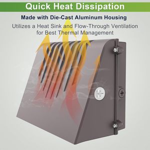 Full Cut Square Aluminum <b>LED</b> Wall Pack <b>Light</b> 60W Adjustable Power 2700K/4000K/5000K Optional Photocell <b>Sensor</b> Waterproof Garden - Product Image 5