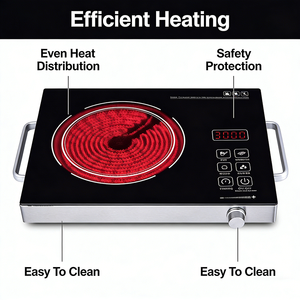 <span class=keywords><strong>Cuisinière</strong></span> infrarouge portable 2200W, <span class=keywords><strong>plaque</strong></span> chauffante électrique <span class=keywords><strong>de</strong></span> comptoir avec poignées, <span class=keywords><strong>plaque</strong></span> chauffante en céramique multifonction <span class=keywords><strong>pour</strong></span> tous les ustensiles <span class=keywords><strong>de</strong></span> cuisine - Product Image 2