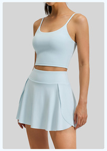 Conjunto de Ropa de Yoga Sólida Color Nude para Mujer, para Correr y Hacer Ejercicio, Transpirable y Ecológico, Conjunto de 2 Piezas, Pantalones Cortos con Cintura Elástica y Tirantes Traseros - Product Image 4