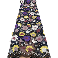 NI.AI Tissu en dentelle double filet 3D de luxe avec appliques, collection de tissus brodés 2026, dentelle de haute qualité pour robe de mariée