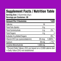 Créatine monohydrate de qualité supérieure, complément de vitamine B12, gommes à la créatine, 60 gommes, améliore la récupération musculaire