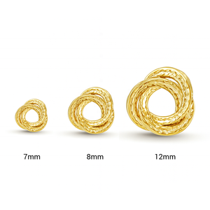 Boucles d'oreilles classiques en or jaune 14 carats avec nœud artisanal Bijoux fins pour femmes - Product Image 3