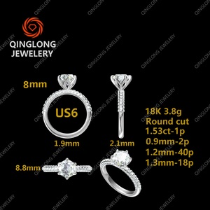 แหวนเพชรทรงกลม Qinglong Jewelry แหวนหมั้นเพชรเดี่ยวทองคำแท้ 14k 18k แหวนเพชรสำหรับเจ้าสาว แหวนสัญญา เครื่องประดับชั้นดี - Product Image 2