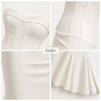 Anjie OEM ODM Robe sirène mi-longue bustier sans bretelles ivoire pour femme, avec baleines, style bustier, vente en gros, marque privée personnalisée
