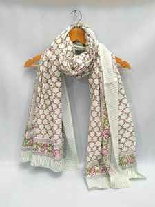 Sarong en coton imprimé à la main, léger, respirant, polyvalent, accessoire vestimentaire d'été - Product Image 5