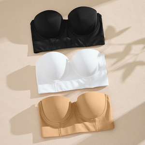 Ladymate ODM/OEM Reggiseno da donna senza schienale, <span class=keywords><strong>a</strong></span> <span class=keywords><strong>fascia</strong></span>, antiscivolo, lungo, imbottito, <span class=keywords><strong>con</strong></span> <span class=keywords><strong>ferretto</strong></span>, <span class=keywords><strong>a</strong></span> copertura totale, senza spalline - Product Image 4