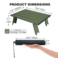 Mini table de pique-nique en aluminium ultralégère pliable pour la randonnée en plein air et le camping.