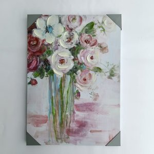 Peinture à l'huile florale 3D impasto peinte à la main sur <span class=keywords><strong>toile</strong></span>, œuvre d'art artisanale originale, rose blanche, <span class=keywords><strong>pivoine</strong></span>, art mural, décoration de luxe pour la maison - Product Image 3