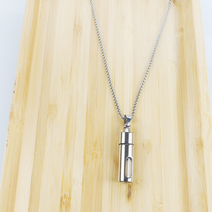 Vendite calde in acciaio inox contenitore apribile tubo urna collana cremazione cenere gioielli commemorativi per gli uomini - Product Image 1