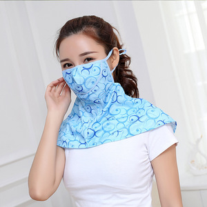 Masque de protection du cou pour le cyclisme d'été pour femmes, protection solaire imprimée bleue, pour usage extérieur - Product Image 1