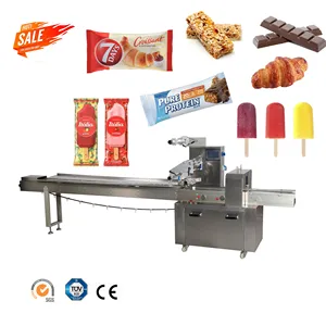 Máquina de embalaje de almohada de comida, paquete de flujo automático Manual de alta velocidad, pequeño, rotativo, Horizontal, bajo precio de fábrica