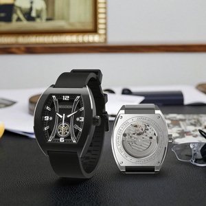 Reloj Automático de Lujo Personalizado para Hombre con Caja Rectangular y Correa de Silicona de 22 mm de Ancho, Movimiento Mecánico, Compatible con Dropshipping - Product Image 1