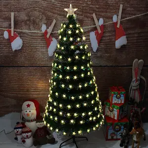 Wholesale 2020 new Xmas ornaments PVC green fiber-optic christmas tree with led star