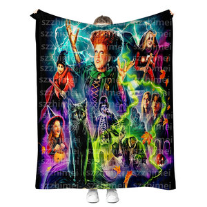 Couverture en peluche sur le thème d'Halloween : Sorcières, impression numérique personnalisée, douce en flanelle, pour lit, canapé ou voyage - Product Image 1