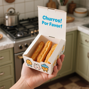 Mini Contenedor de Papel Biodegradable para <span class=keywords><strong>Churros</strong></span>, Caja para Llevar, 100% de Grado Alimenticio - Product Image 2