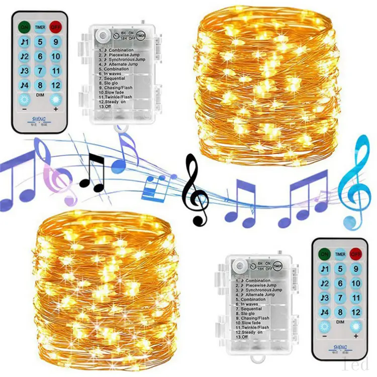 New design Christmas music micro led starry copper wire garland string lights remote controlled with usb plug for party