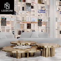 Boca Dernier design Ensemble table centrale de salon Table basse moderne en acier inoxydable Table basse ronde de luxe Table d'appoint