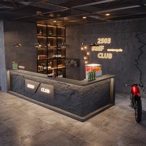 Bancone in MDF Stile Industriale Retrò per Bar Palestra Ristorante <span class=keywords><strong>Hotel</strong></span> Centro Commerciale <span class=keywords><strong>Reception</strong></span> Cassa Griglia Hot Pot - Product Image 2