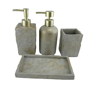 Modern Design Luxe 4-delige Mozaïek Bad Accessoire Set Betonnen Cement Badkamer Accessoires Set