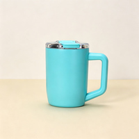 Mug à café en acier inoxydable à double paroi de 15 oz avec poignée et couvercle rabattable, gobelet isotherme de voyage