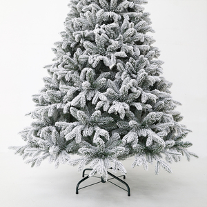 6/7/8/9ft Artificial Flocked <b>White</b> Pre-lit Pe Pvc Mix <b>Christmas</b> <b>Tree</b> With Metal Standard for Home&office <b>Decoration</b> - Product Image 6