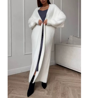 Neue Anti-Pilling Stylische Freizeitkleidung Bequeme Knöchellange Damen-Strickjacke Kunstfell-Optik Grobstrick-Cardigan