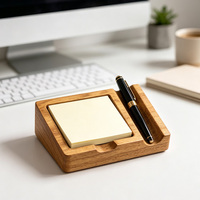 Porte-notes autocollants en bois d'acacia, distributeur de notes autocollantes de bureau, organisateur de notes autocollantes 8*8, rangement en bois pour papier à notes.